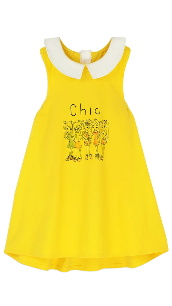 young girl yellow dress photographed on a ghost mannequin